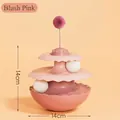Rouge pink multi-layer cat track ball toy with spring pom-pom topper, 14cm size - Tumbler Turntable (Cake Style) / Carmine Pink