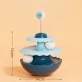 Deep sea blue 3-tier cat track ball toy with teaser wand, 14x14cm interactive pet toy - Tumbler Turntable (Cake Style) / Deep Sea Blue