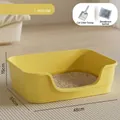 Large open bathtub-style cat litter box in lemon yellow, anti-splash design with scoop. - 48cm / Lemon Yellow