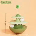 Self-play grass green tiered cat track toy with balls and spring pom-pom, 14x14cm - Tumbler Turntable (Cake Style) / Grass Green