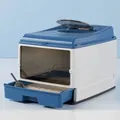 Large enclosed drawer-type cat litter box with scoop in stylish ragdoll blue color - Set / Spring Blue