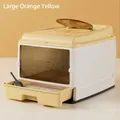 Large enclosed drawer-style cat litter box in warm orange and cream - Set / Vibrant Orange