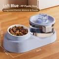 Hellblauer automatischer Trinkbrunnen und Futternapf für Katzen mit Filtersystem - Blau