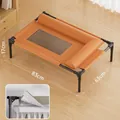 Premium orange elevated leather pet bed with cooling mesh and integrated headrest - 83cm (Jumbo) / Orange Yellow