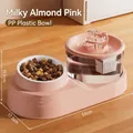 Integrierter automatischer Trinkbrunnen und Futternapf für Haustiere in Rosa - Kunststoffschalen-Version / 1200ml Lebendwasser Zirkulation / Rosa