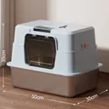Extra große geschlossene Katzentoilette aus Edelstahl, Maße 50x35x35cm, blaues Oberteil - Vollständig Geschlossener Extragroßer Stil / 50x35x35cm (Mit Jumbo-Schaufel + Deodorant-Beutel) / Blau