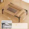 Elevated pet cot in brown leather finish for small and medium dogs, breathable mesh center. - 83cm (Jumbo) / Caramel color