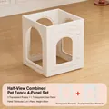 4-piece set of transparent indoor pet fence panels for small dogs including door - 4Pcs / Pearl White