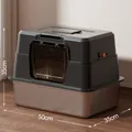 Geschlossene Katzentoilette aus Edelstahl mit Tür, Größe 50x35x35cm für große Katzen - Vollständig Geschlossener Extragroßer Stil / 50x35x35cm (Mit Jumbo-Schaufel + Deodorant-Beutel) / Schwarz