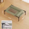 Green leather elevated pet cot bed with breathable mesh center measuring 66x45x17cm - 66cm (Extra Large) / Army Green