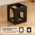 Black indoor pet playpen with 4 panels including transparent viewing windows, 60cm height - 4Pcs / Obsidian Black