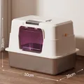 Große geschlossene Katzentoilette aus Edelstahl 50x35x35cm, spritzwassergeschützt - Sterilisierter Extragroßer Vollständig Geschlossener Stil / 50x35x35cm (Mit Jumbo-Schaufel + Deodorant-Beutel) / Weiß