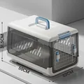 Professionelle tragbare Transportbox für Katzen und Hunde, Größe 50x32x31,5cm in Weiß-Blau - 50*32*31.5cm (Faltbar/Napf und Trennwand Inklusive) / Transparent Weiß