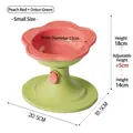 Gamelle réglable pour animaux en forme de fleur, rouge pêche et vert, petite taille - Rouge Pêche avec Support Vert Herbe / Petit (Diamètre Intérieur 13cm) / Rouge Pêche