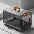 Graue und orangefarbene Transportbox für Haustiere, Maße 50x32x31,5 cm - 50*32*31.5cm (Faltbar/Napf und Trennwand Inklusive) / Durchscheinendes Grau