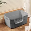 Arenero abierto para gatos gris extra grande con medidas 42x29x18cm y pala incluida - Bañera Pequeña (Con Pala) / 42cm / Gris