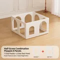 Set of 8 indoor transparent pet playpen panels with a gate for small dogs, 60cm high - 8Pcs Set / Pearl White