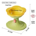 Gamelle ajustable en forme de fleur, coloris jaune citron et vert oignon avec socle - Jaune Citron avec Support Vert Herbe / Petit (Diamètre Intérieur 13cm) / Jaune Citron