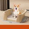 Grande toilette beige pour chien avec clôture festonnée haute et dimensions de 42 cm - Large (Café)