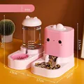 Schattige roze automatische voer- en waterbak set voor katten en kleine honden - 23,5 cm hoog - Voer En Drinkbak Set / Grote Capaciteit Set / Perzikroze