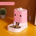 Automatische roze voerbak voor huisdieren met cartoon gezicht 25x17x23,5cm groot - Enkele Voerbak / Enkele Voertank / Perzikroze