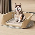 Toilettes pour chiens beige extra-large avec rebord anti-éclaboussures - Extra Large (Café)