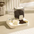 Dispensador automático 2 en 1 de comida y agua para perros y gatos, color crema - Transparente / Comedero 2 en 1 Transparente