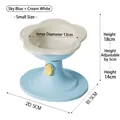 Gamelle réglable en forme de fleur bleu ciel et blanc crème pour chats et chiens - Blanc Crème avec Support Bleu Ciel / Petit (Diamètre Intérieur 13cm) / Blanc Crème