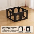 8-piece indoor pet playpen set with transparent panels and black frames for small dogs - 8Pcs Set / Obsidian Black