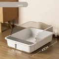 Arenero abierto blanco grande para gatos con protector y medidas de 43x28,5 cm - Estilo de Onda Pequeña (Con Pala) / Especificación Normal / Blanco crema de leche