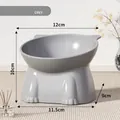 Modern elevated tilted plastic cat bowl in whale grey with dimension markings - Whale Grey (1159)