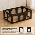 Modular 10-piece black indoor pet playpen with transparent panels for small dogs - 10 Pieces / Obsidian Black