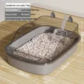 Arenero para gatos abierto extragrande con valla antisalpicaduras, 50x34x18cm - Orejas de Gato Grande (Con Pala) / 50cm / Gris