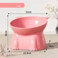 Pink elevated cat food bowl with tilted neck protection design and dimensions - Girly Pink (1159)
