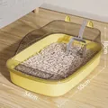 Arenero abierto grande amarillo para gatos con bordes altos antisalpicaduras y pala - Orejas de Gato Grande (Con Pala) / 50cm / Amarillo