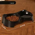 Ciotola doppia per gatti nero ossidiana con orecchie di gatto e doppio scomparto - Doppia Ciotola Anti-Perdita / Set Doppia Ciotola / Nero Ossidiana