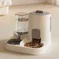 Dispensador automático de comida y agua para mascotas 2 en 1 gris clásico, 25x23x21cm - Tapa Deslizante 2 en 1 Automático / Gris Clásico