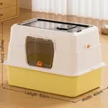 Extra large fully enclosed yellow and white cat litter box with scoop, 60x40x37cm size - Jumbo Basic (With Scoop & Deodorant) / Mango Yellow