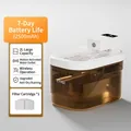 Automatischer 2L Haustier-Trinkbrunnen mit kabellosem Sensor und Akku für Katzen und Hunde - Intelligentes Sensor-Timing (2L) / Weiß Orange