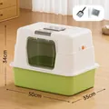 Large enclosed cat litter box in green and white finish with scoop and odor filter - XL Basic (With Scoop & Deodorant) / Mint Green
