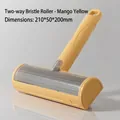 Professionele bidirectionele huisdier haarverwijderaar mangogeel maat 210x50x200 mm - Elektrostatische dubbelzijdige roller pluizenverwijderaar (Met opbergdoos) / Geel