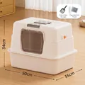 Large enclosed white cat litter box set with scoop and deodorizer, dimensions 50x35x34cm - XL Basic (With Scoop & Deodorant) / Off White