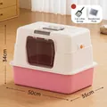 Große geschlossene Katzentoilette in Rosa und Weiß mit Schaufel und Deodorantpaket - XL Basis (Mit Schaufel & Deodorant) / Pfirsichrosa