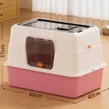 Extra große geschlossene Katzentoilette in Rosa und Weiß mit Schaufel und Beutel - Jumbo Basis (Mit Schaufel & Deodorant) / Pfirsichrosa