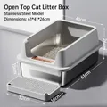 Grande lettiera per gatti in acciaio inox con bordo alto e pedana cattura lettiera - Stile Anti-schizzo / Jumbo (15cm Bacino) / Grigio Semplice