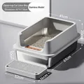 Grande lettiera aperta in acciaio inox con bordo alto antischizzo e tappetino - Stile Anti-schizzo / Jumbo (10cm Bacino) / Grigio Semplice