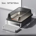 Lettiera per gatti extra large in acciaio inox con bordo alto e pedana con griglia - Stile Anti-schizzo / Grande (10cm Bacino) / Nero ossidiana