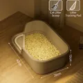 Large semi-enclosed cat litter box beige 42x28x12cm with scoop and sifting plate - M / 42x28x12cm (Includes Scoop + Sifting Pedal) / Gray