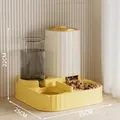 Set de comedero y bebedero automático amarillo suave para perros y gatos, 25x25x22cm - Amarillo & Blanco / 25x25x22cm