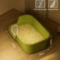 Large semi-enclosed green cat litter box with scoop and sifter plate accessory - M / 42x28x12cm (Includes Scoop + Sifting Pedal) / Green